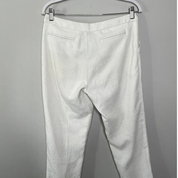 Darling Textured Pattern High Rise Straight Leg Ankle Pants White S Country Club - Picture 6 of 11